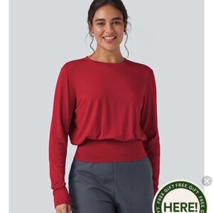 HALARA Elegant Red Long Sleeve Top